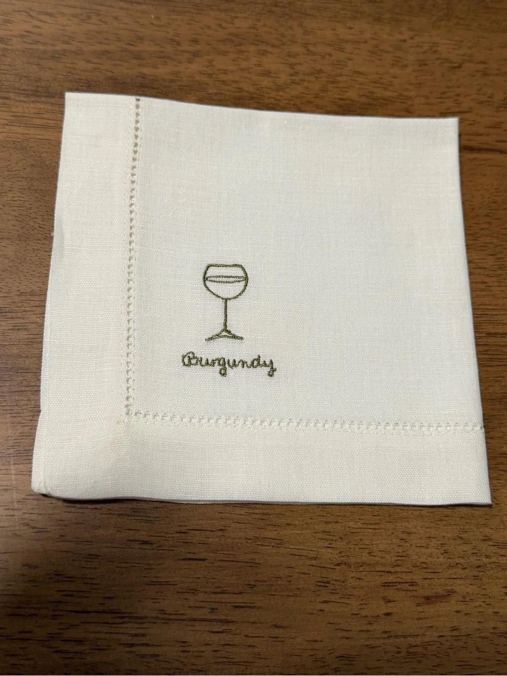 Williams-Sonoma Cheese Cocktail Napkins Linen Cotton Green Embroidered
